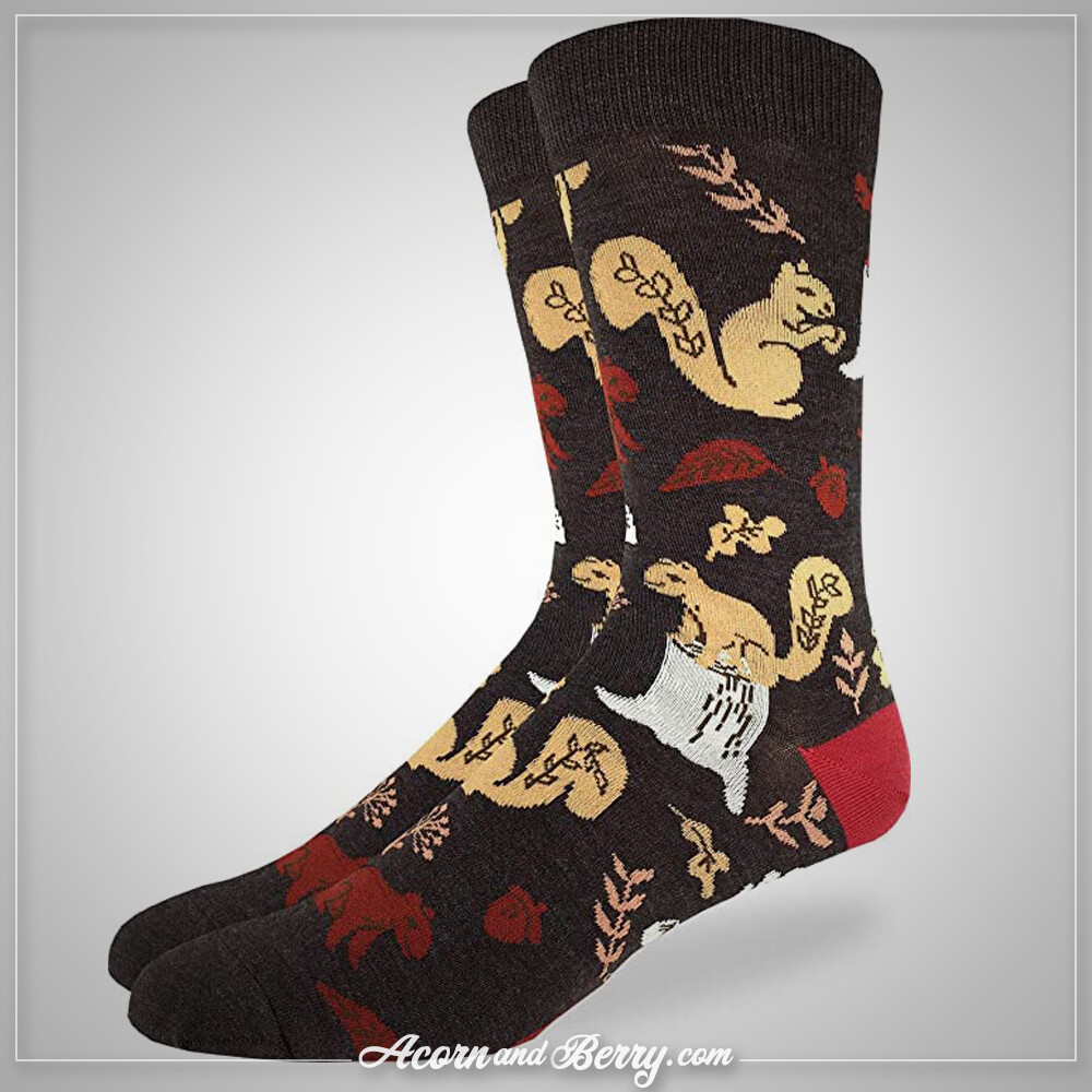 Snacking Squirrels - Crew Socks (Shoe size 7-12)