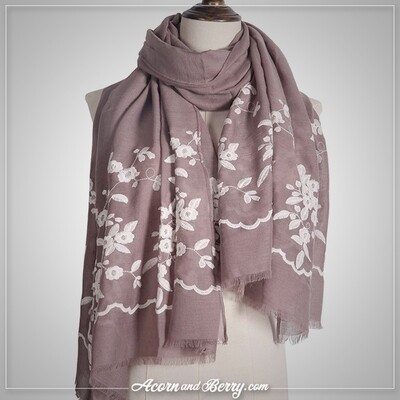Embroidered Scarf - Dusty Rose