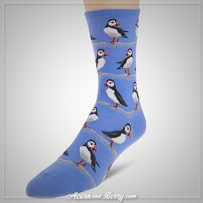 Puffin Party - Crew Socks (Shoe size 4-10.5)
