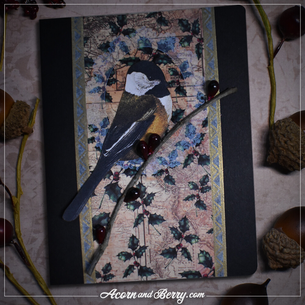 Black-capped Chickadee - Mixed-media Notecard