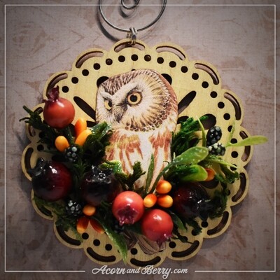Saw-whet Owl - Mixed-media Ornament