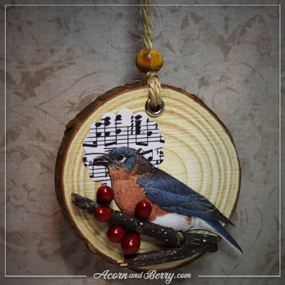 Bluebird - Mixed-media Ornament
