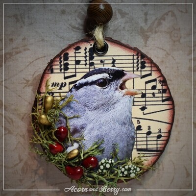 White-crowned Sparrow - Mixed-media Ornament