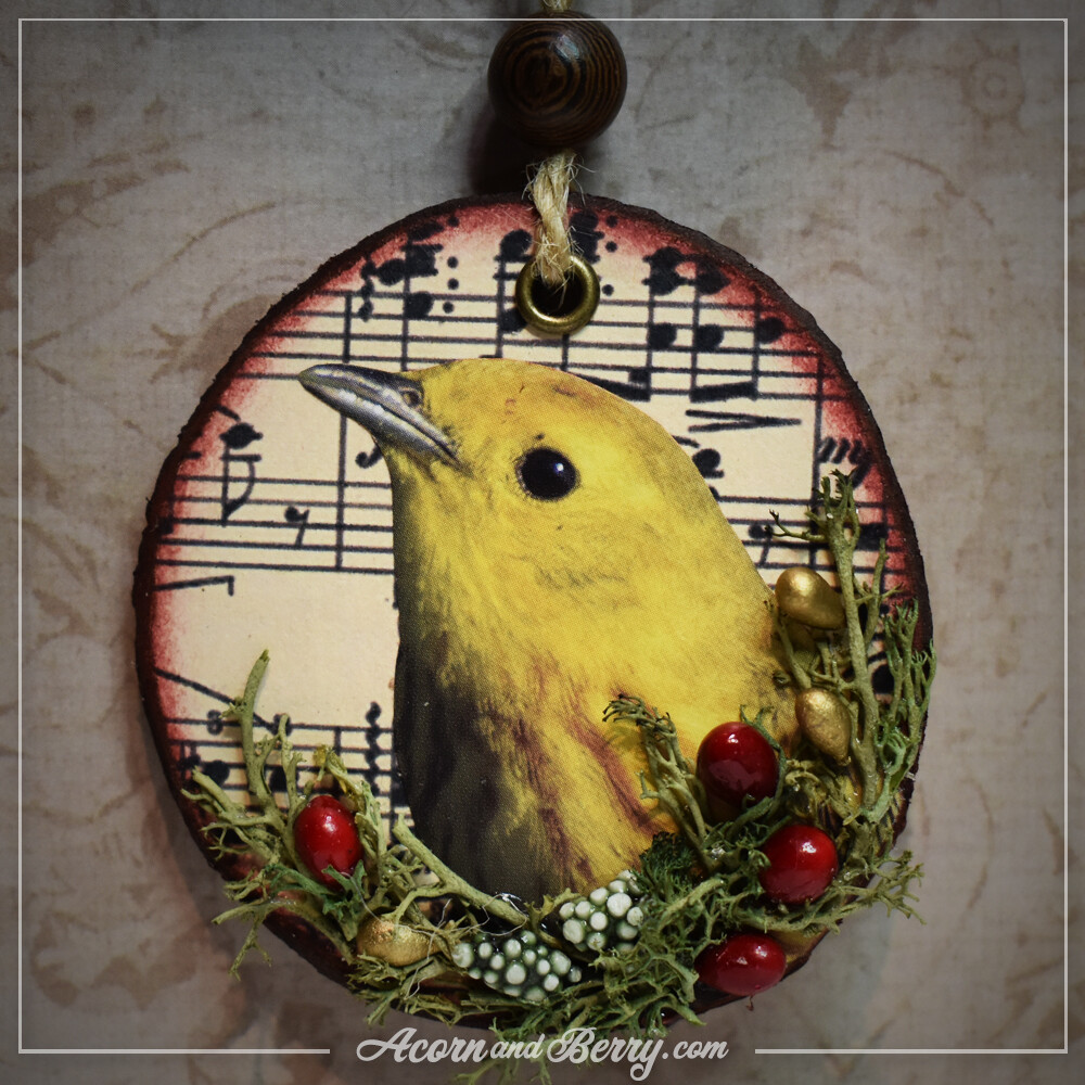 Yellow Warbler - Mixed-media Ornament