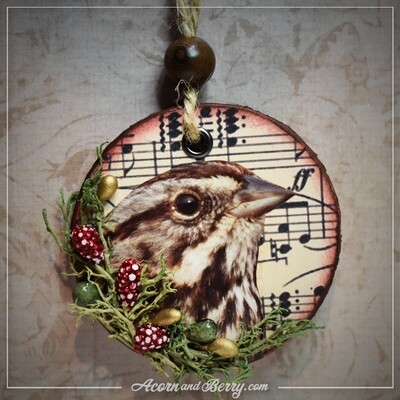 Song Sparrow - Mixed-media Ornament