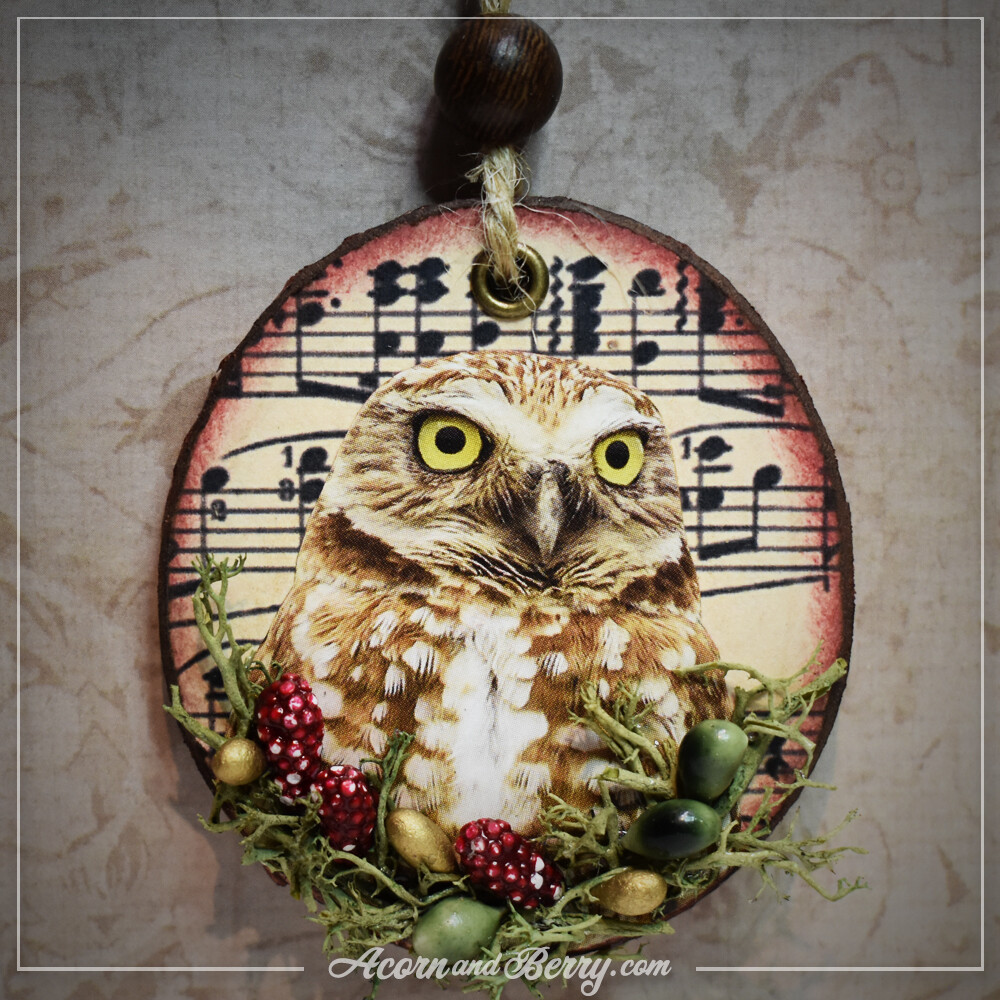 Burrowing Owl - Mixed-media Ornament