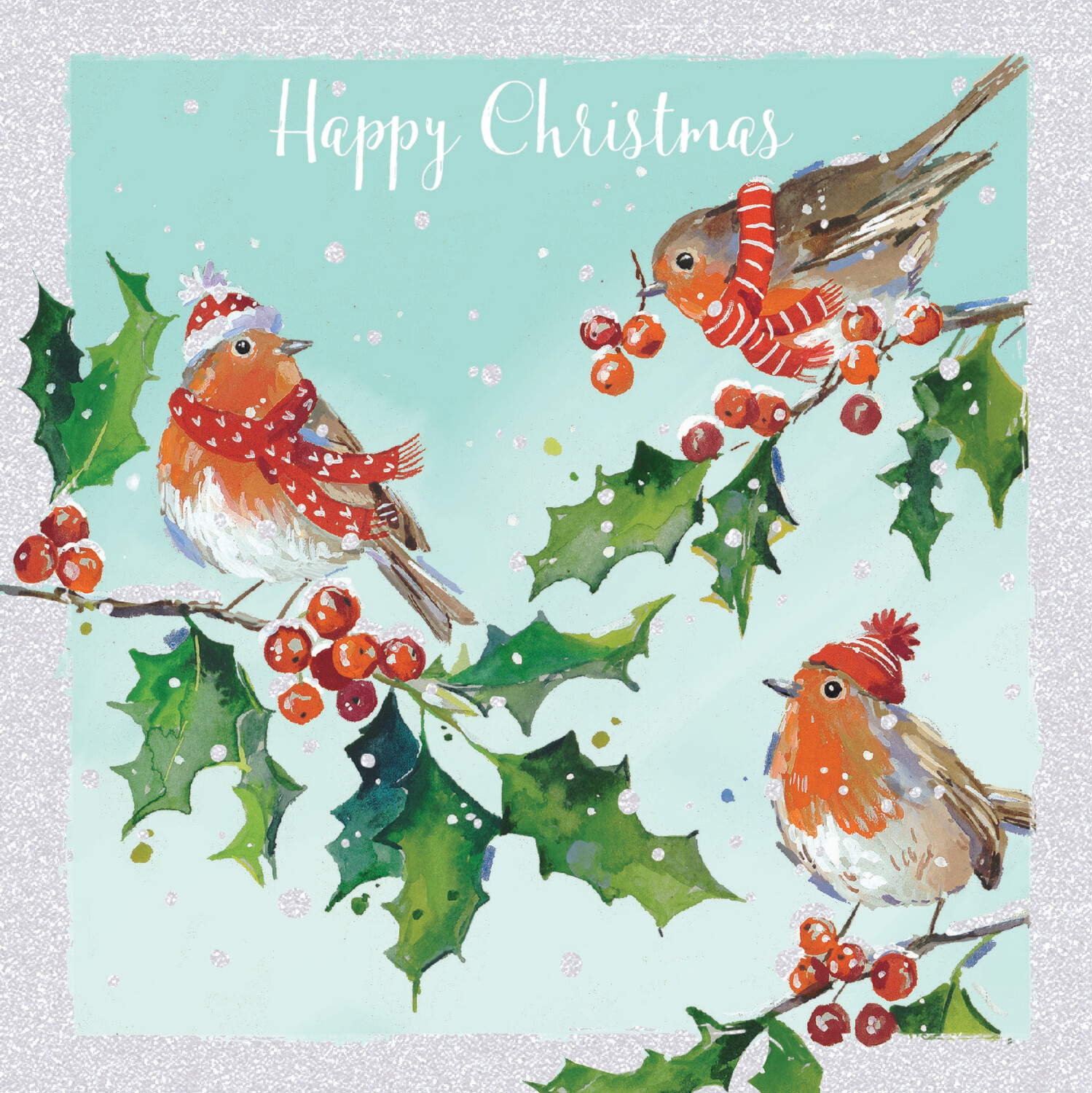 Winter Robins (Glitter) Christmas Cards