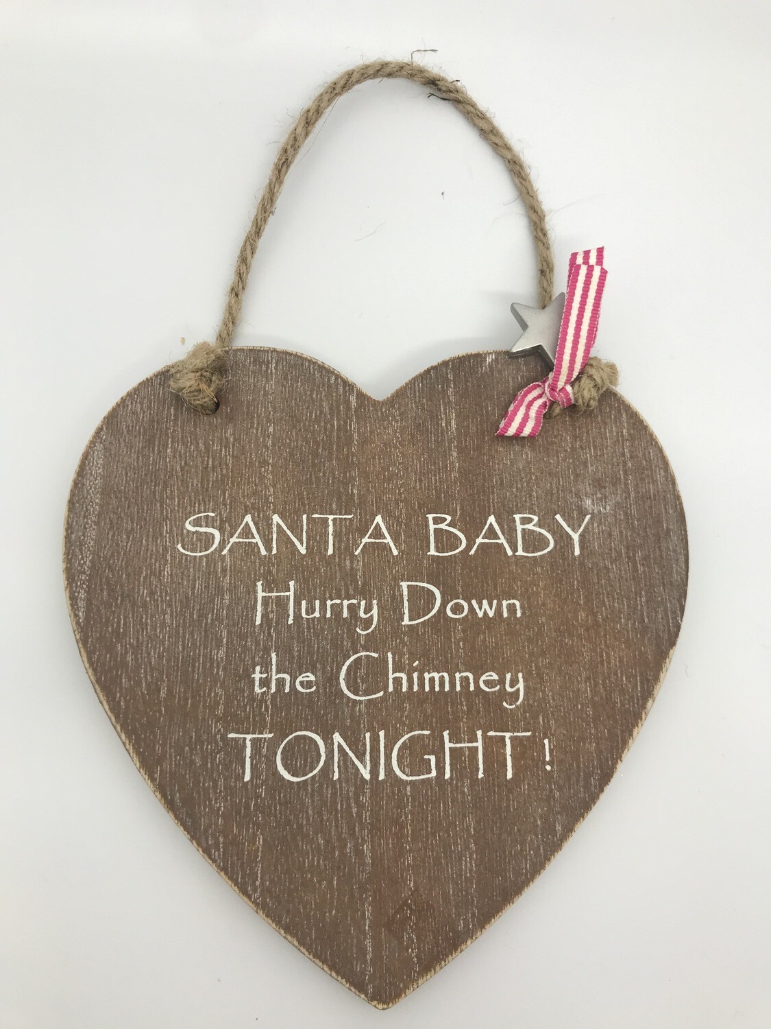 Santa Baby Wooden Hanging Heart