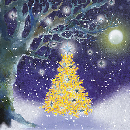 Golden Christmas Tree (Foil) Christmas Cards