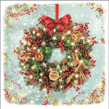 Christmas Wreath with Oranges (Foil) Cards