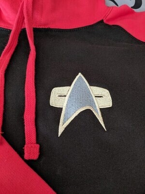 Star Trek - Red & Black Baseball Hoodie.  Choose from 3 badges!