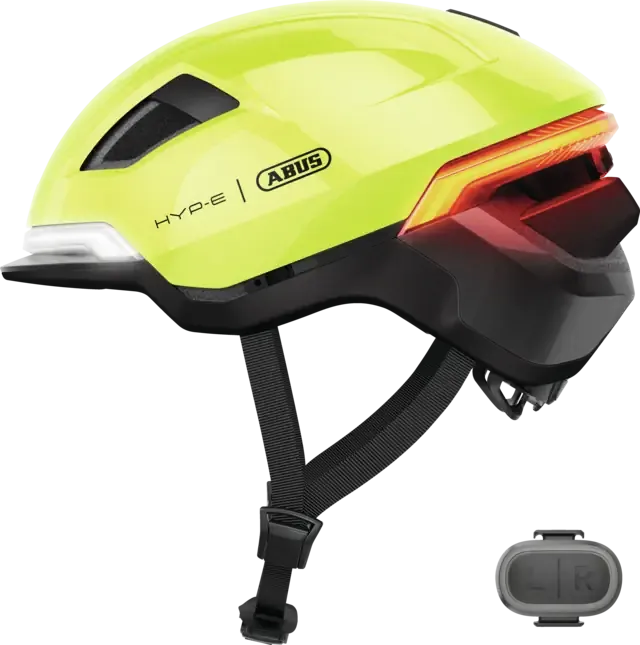 ABUS HYP-E Fahrradhelm mit Blinklicht in Signal Yellow