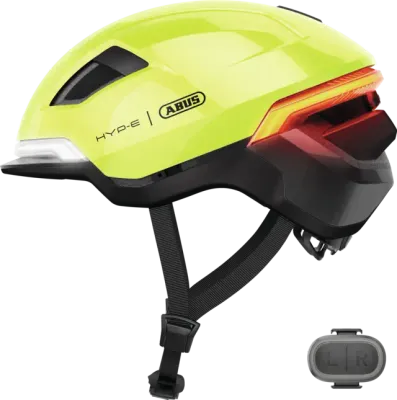 ABUS HYP-E Fahrradhelm mit Blinklicht in Signal Yellow