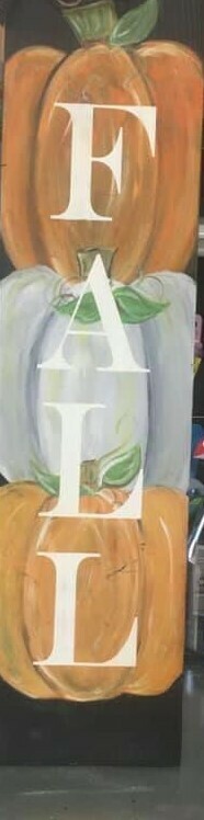 In Studio - Pumpkin 'Fall' Porch Sitter In Studio - Pumpkin 'Fall' Porch Sitter