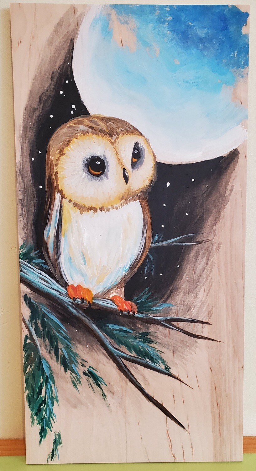 In Studio or Take Home kit - Owl painted on wood In Studio or Take Home kit - Owl painted on wood