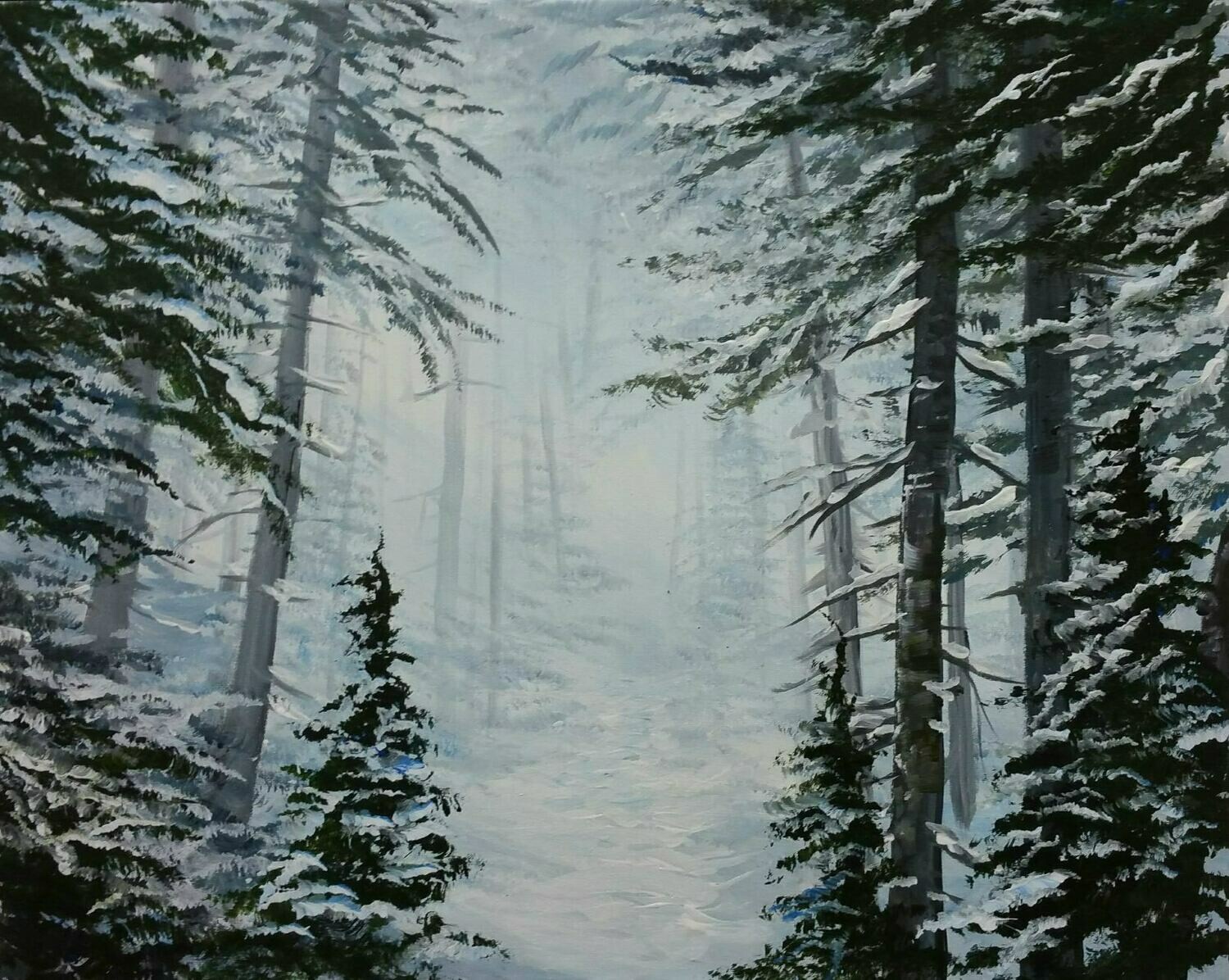 In Studio - Frozen Forest painting In Studio - Frozen Forest painting