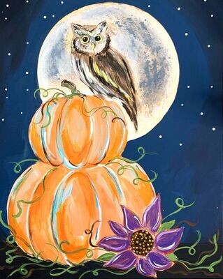 Owl and Pumpkin Painting