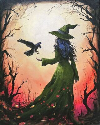 Crow and Witch Painting
