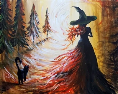 Walk with a Witch Painting