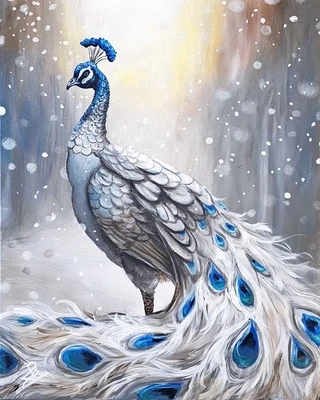 Winter Peacock Painting