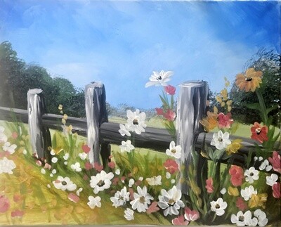 Flowers on the Fence Painting