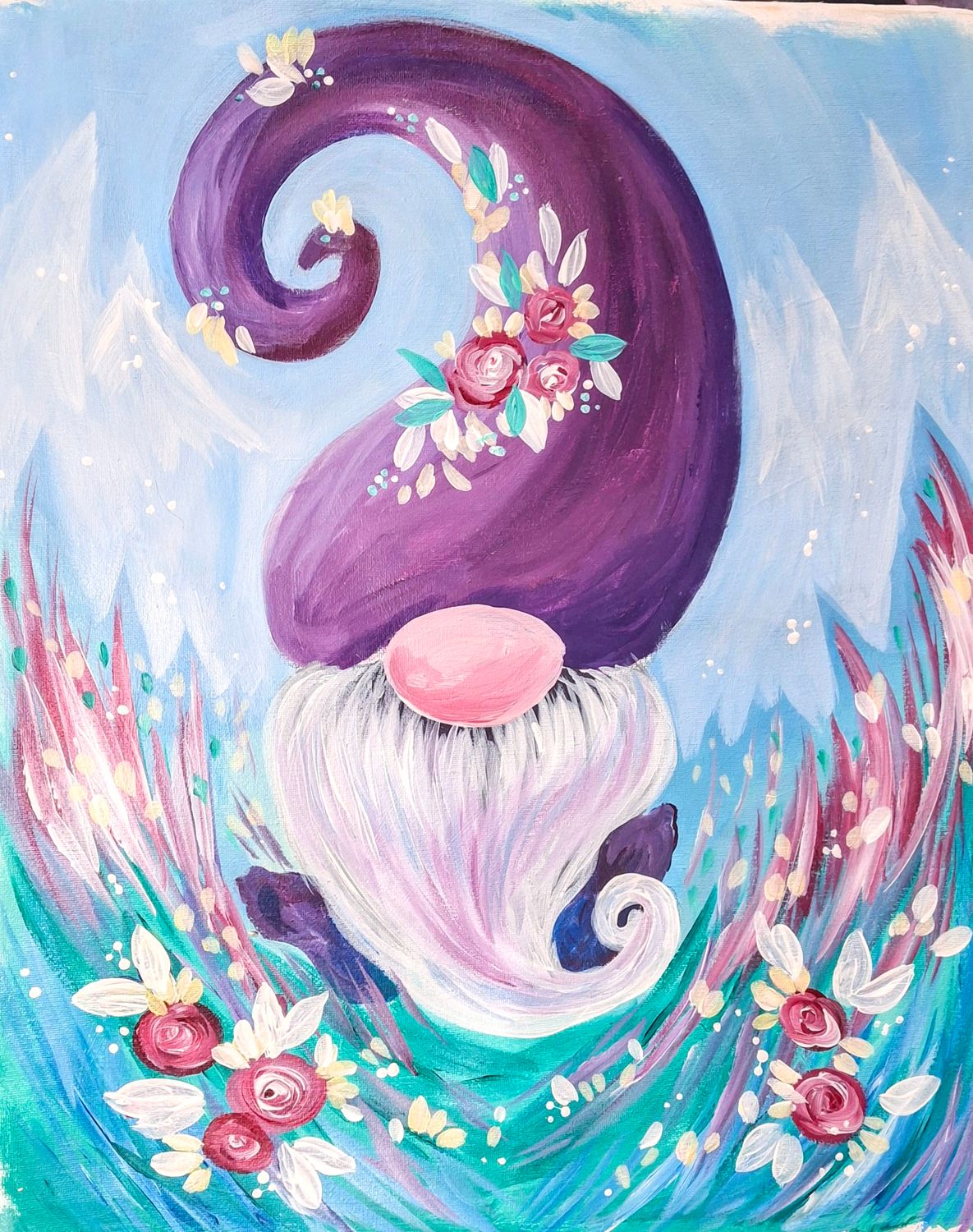 Mountain Meadow Gnome Painting