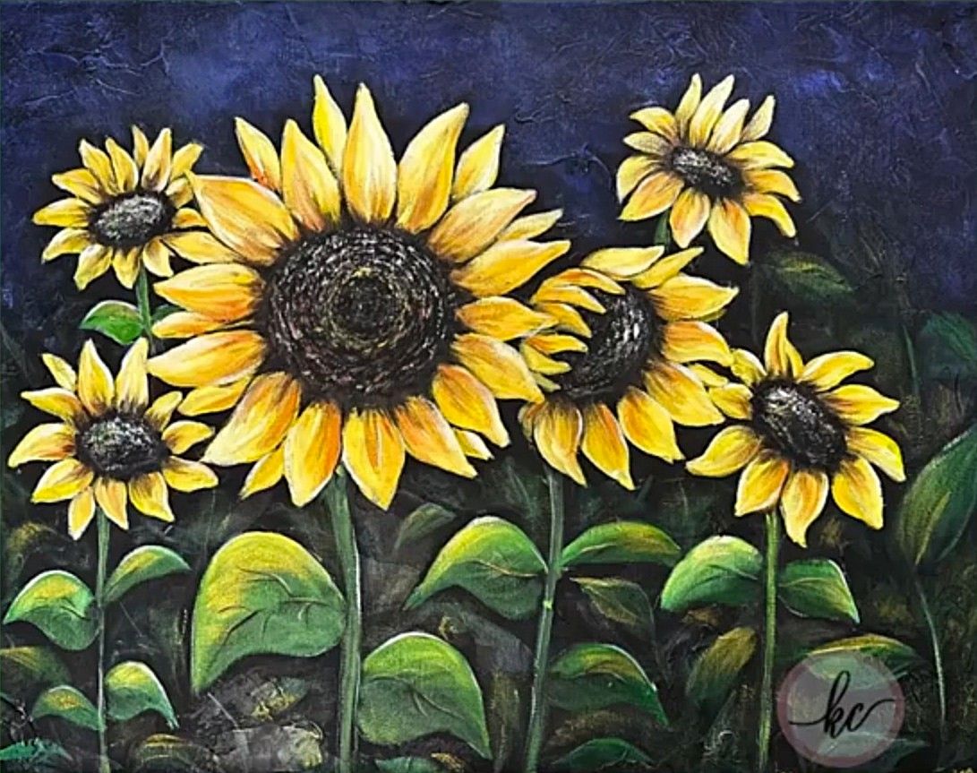 Midnight Sunflowers Painting