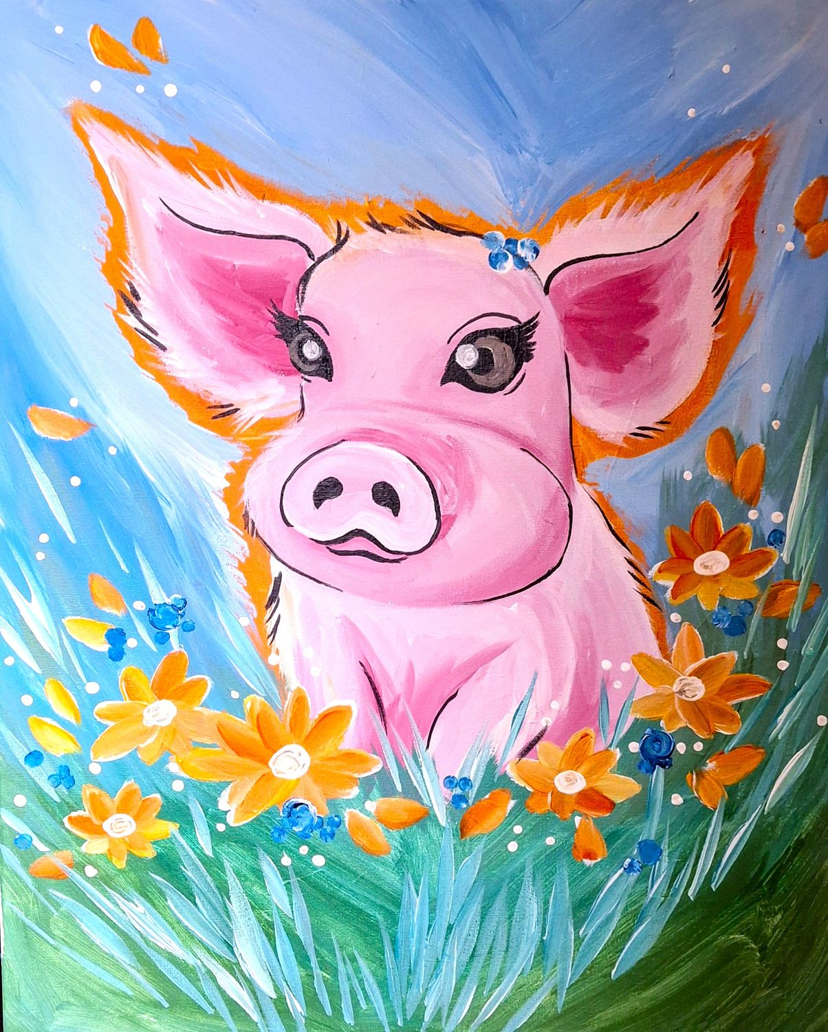 Piglet in the Petals Painting @ Buzz Social