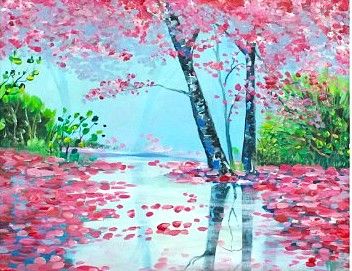 Birch Blossom River Painting