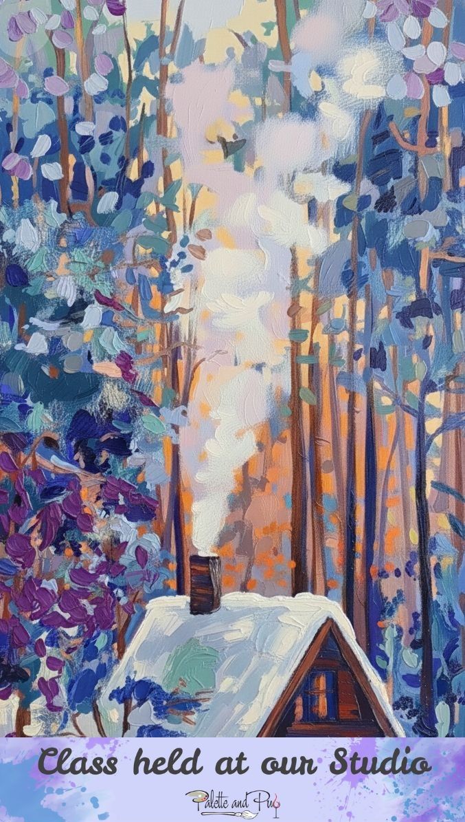 Winter Cabin Retreat Painting Winter Cabin Retreat Painting