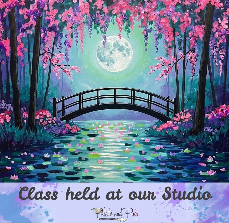 Wisteria Moonrise Painting