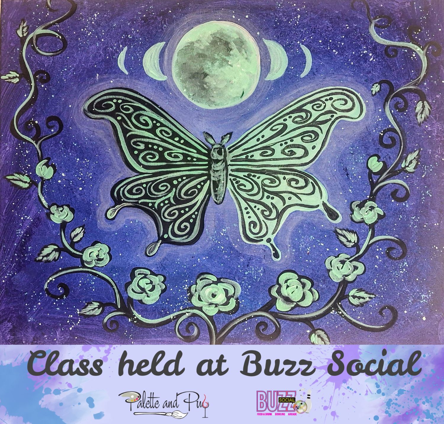 Goth Moth Painting @ BUZZ SOCIAL