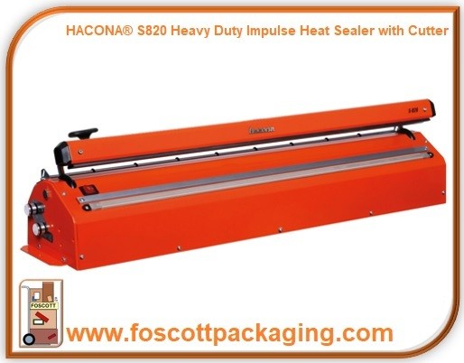 S820 Hacona®  Heavy Duty Impulse Heat Sealer with Cutter. £1549.50 Exc Vat