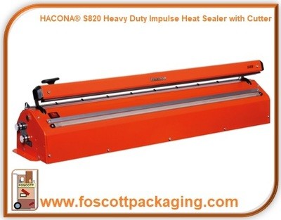 S820 Hacona®  Heavy Duty Impulse Heat Sealer with Cutter. £1549.50 Exc Vat