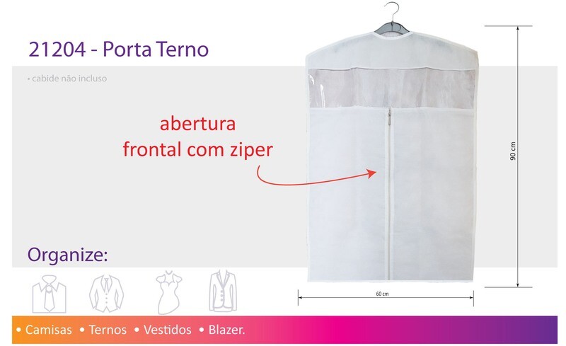 Porta Terno com Ziper Frontal