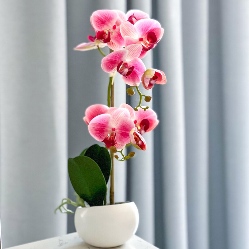 Pink Orchid In White Pot (Artificial) Pink Orchid In White Pot (Artificial)