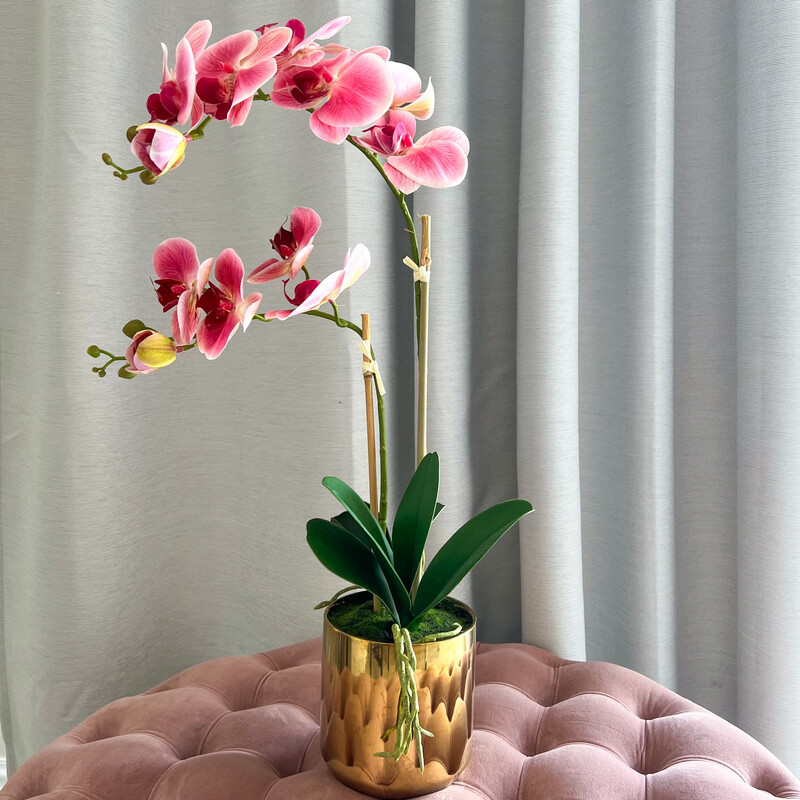 Pink Orchid In Gold Pot (Artificial)