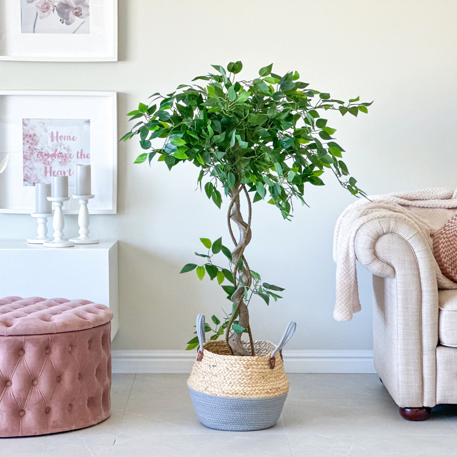 Weeping Fig In Basket (Artificial)