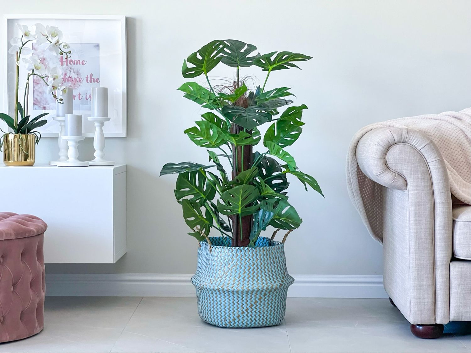 Monstera In Basket (Artificial) Monstera In Basket (Artificial)