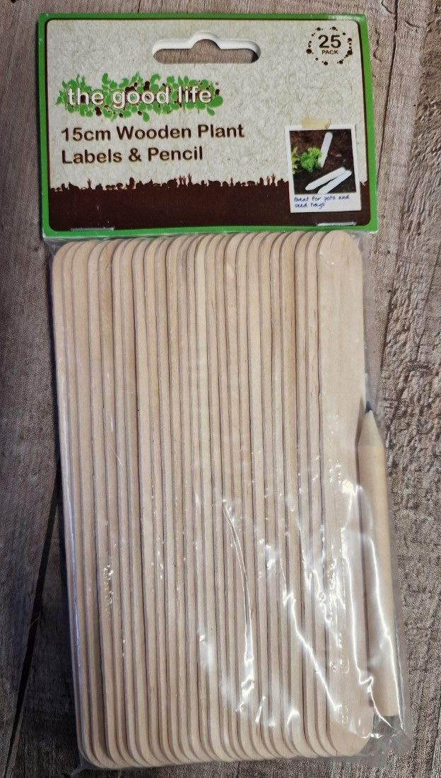 15cm Wooden Plant labels &amp; pencil