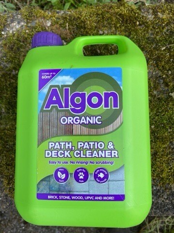 ALGON The best product that we have found as yet to kill moss etc on hard surfaces. Perfect for tarmac ,decking ,stone ,brick ,fencing etc