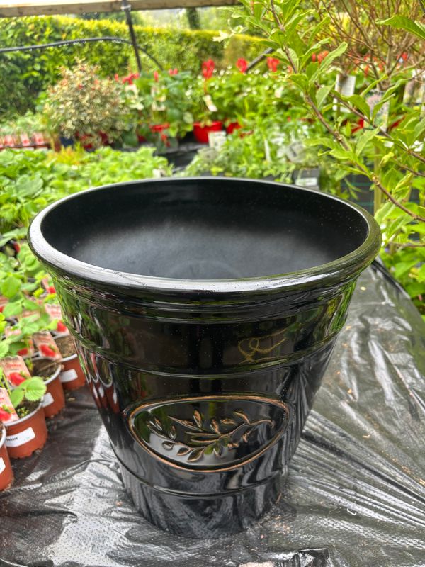 Shiny Black Olive Planter 40cm