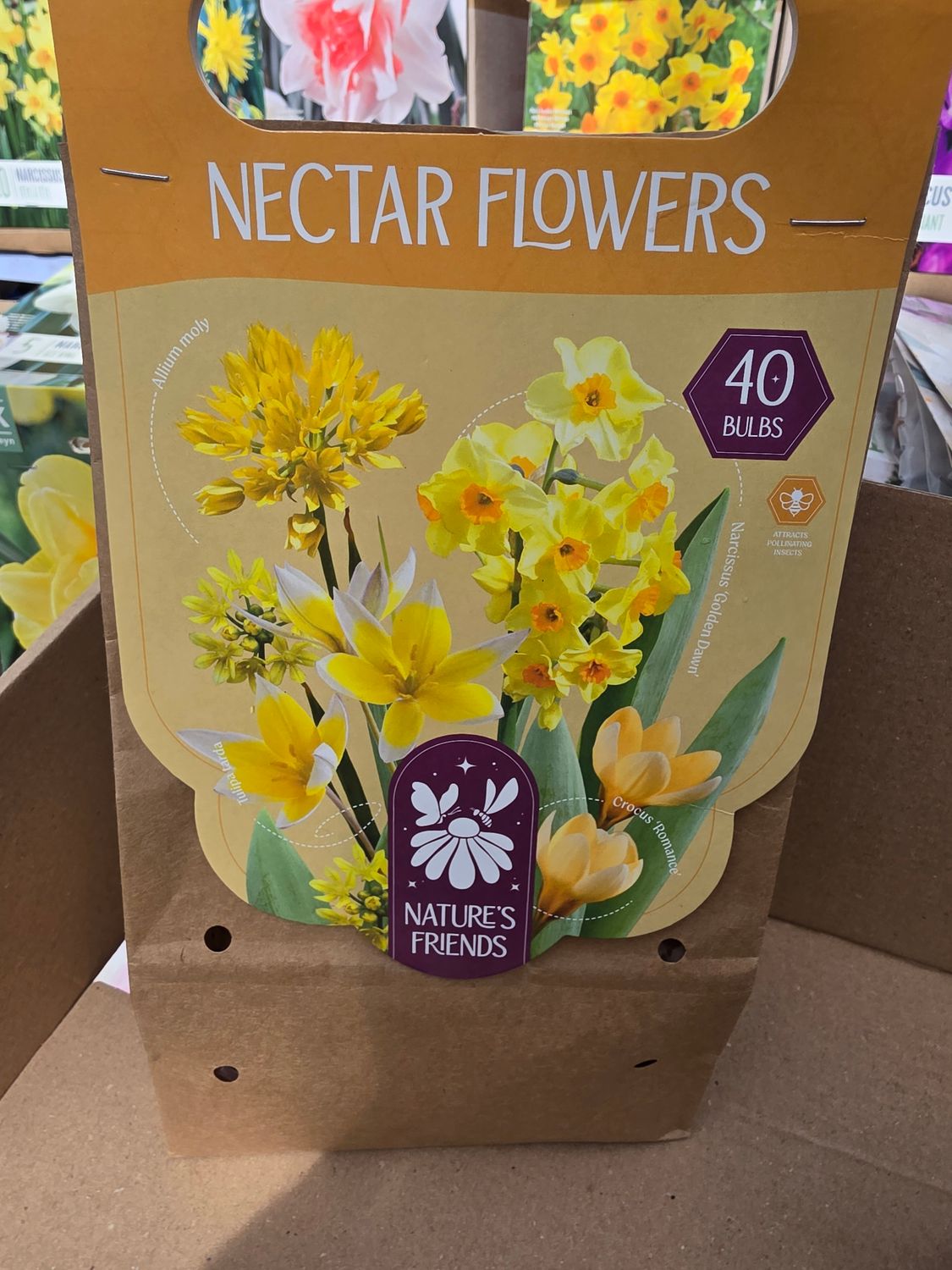 Nectar Flowers "Yellow Collection " 40 bulbs Nectar Flowers Tulips,Narcissus Golden Dawn , Crocus Romance ,Allium Moly