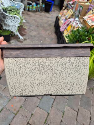 Crackle Window Box 30cm Ceramic Cream