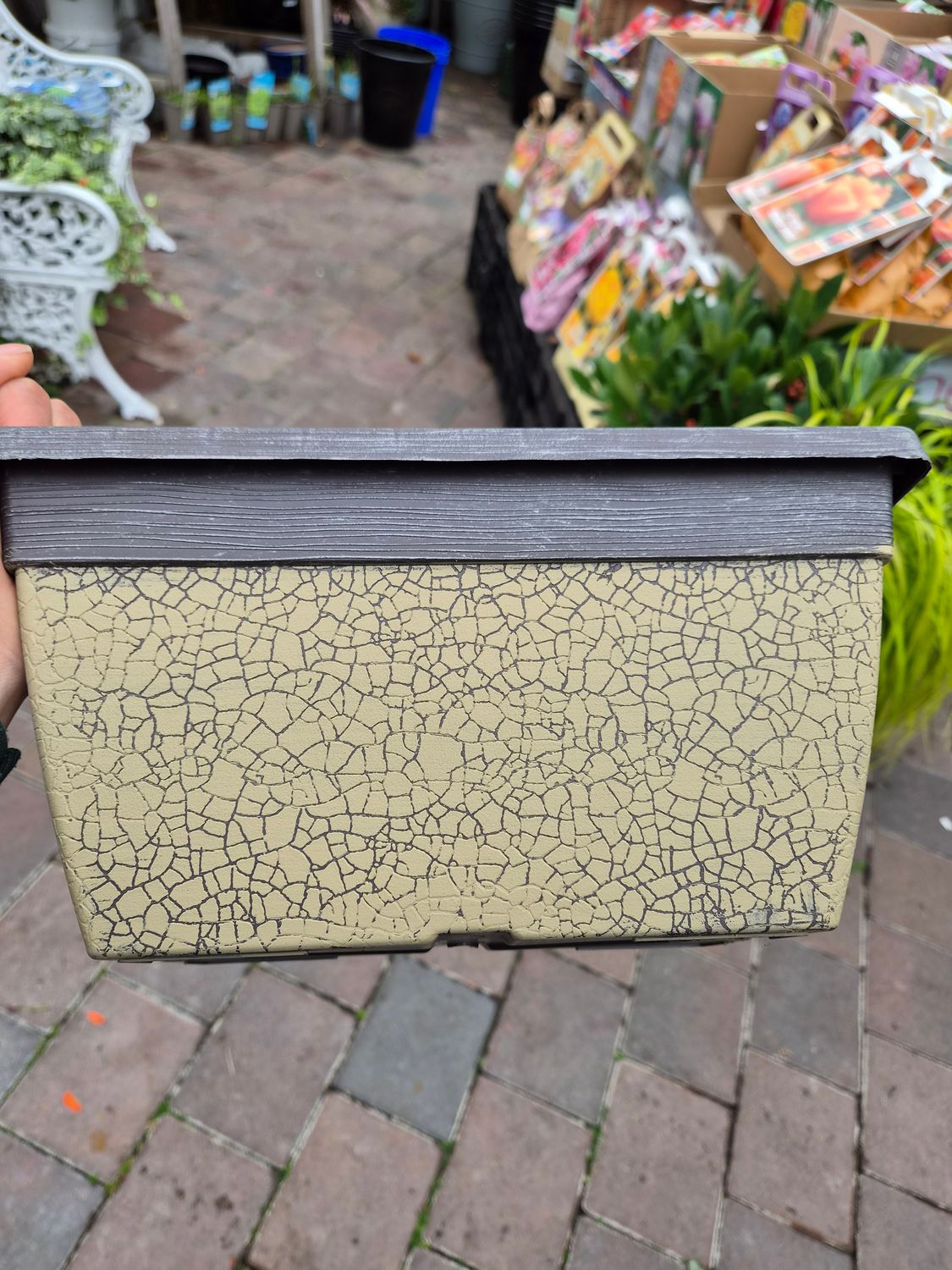 Crackle Window Box 30cm Ceramic White