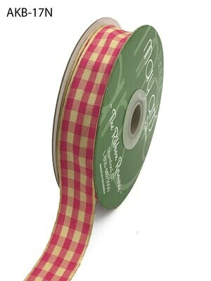 7/8 Inch Woven Ivory Checkered Ribbon with Woven Edge