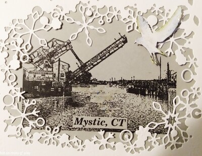 Mystic Bridge Winter Scene Greeting Card Mystic Bridge Winter Scene Greeting Card