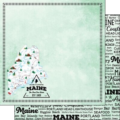 Maine Postage Map Carsdstock