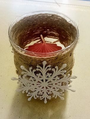 Jute Knotted Holiday Candleholder