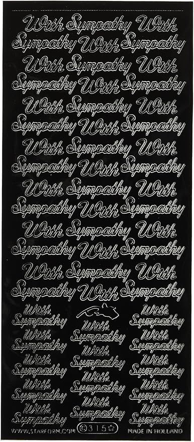 With Sympathy Stickers Black